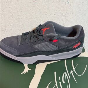 Jordan 4 flight court suede Men's Gray and Red Sneakers